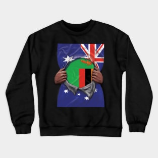 Zambia Flag Australian Flag Ripped - Gift for Zambian From Zambia Crewneck Sweatshirt